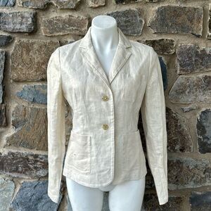 J.Crew Gold Metallic Linen Blazer Size 8